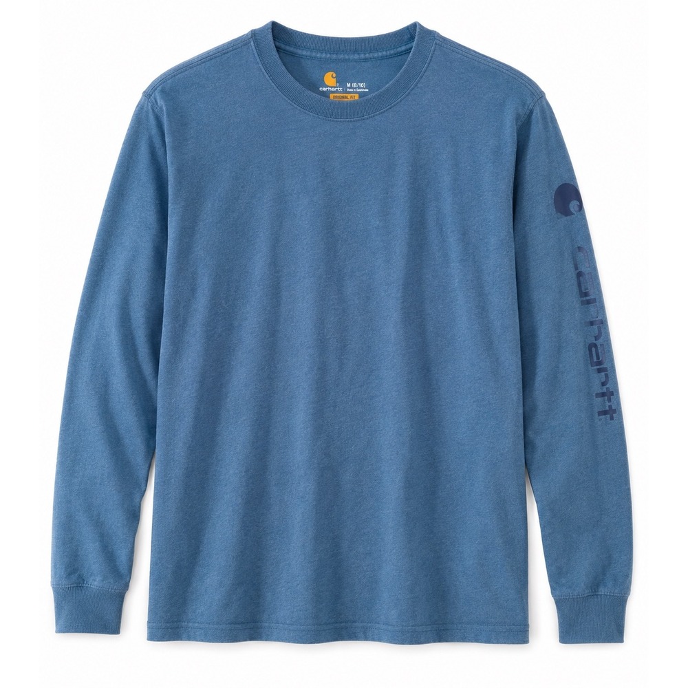 Carhartt Original Fit Long Sleeve T Shirt Blue Men's Medium M 8/10 Workwear